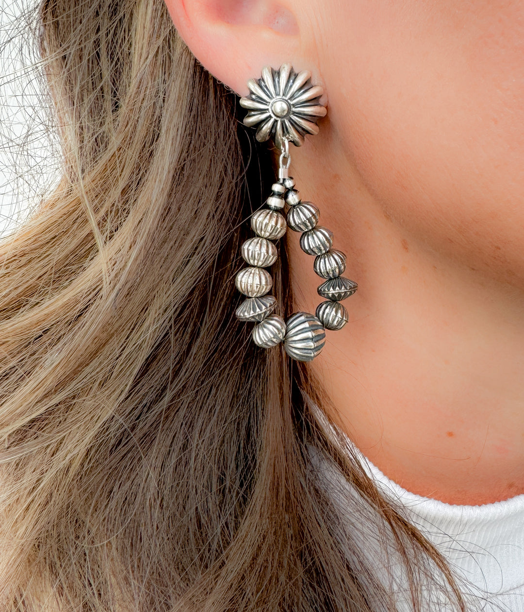 Desert Bloom Teardrop Silver Earrings