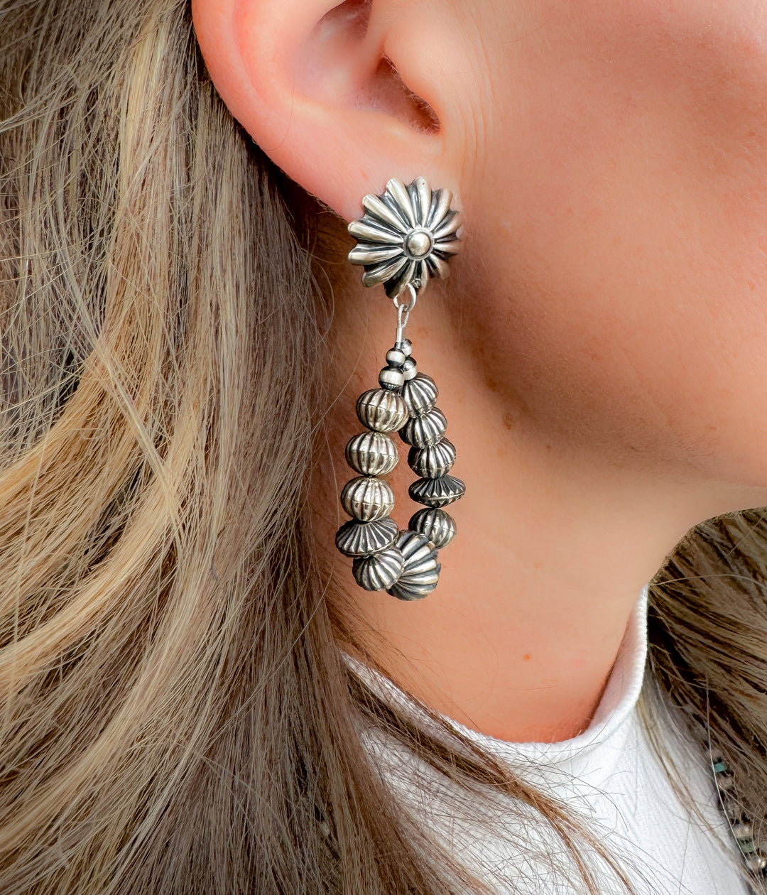 Desert Bloom Teardrop Silver Earrings