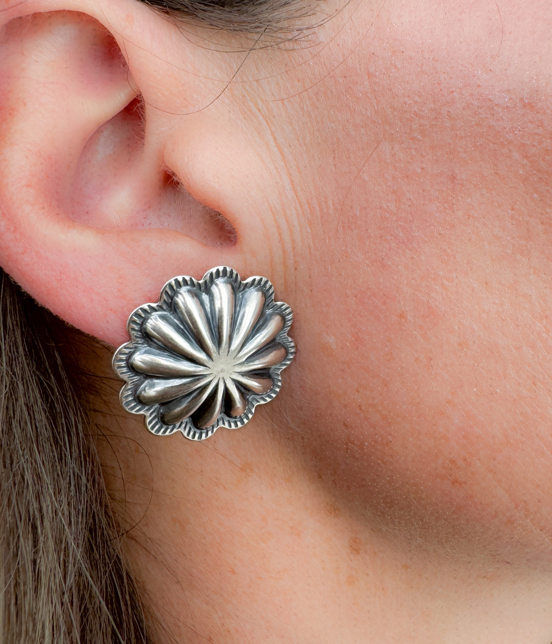 Navajo Petal Concho Earrings