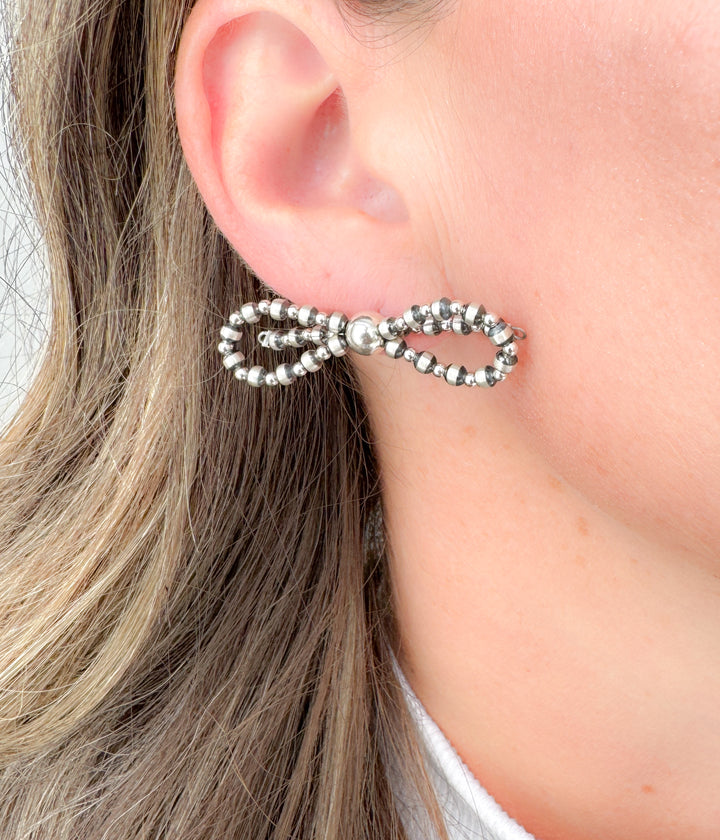 Silver Sage Bow Earrings