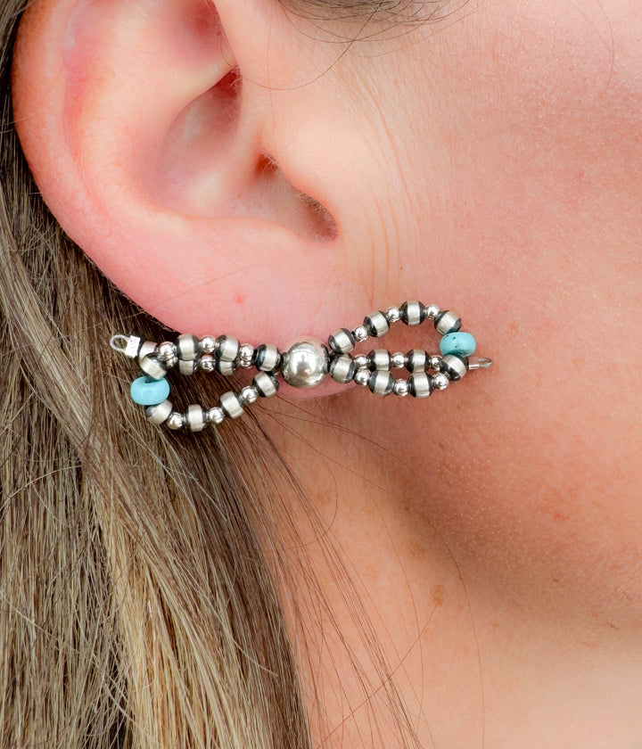 Silver and Turquoise Sage Bow Earrings