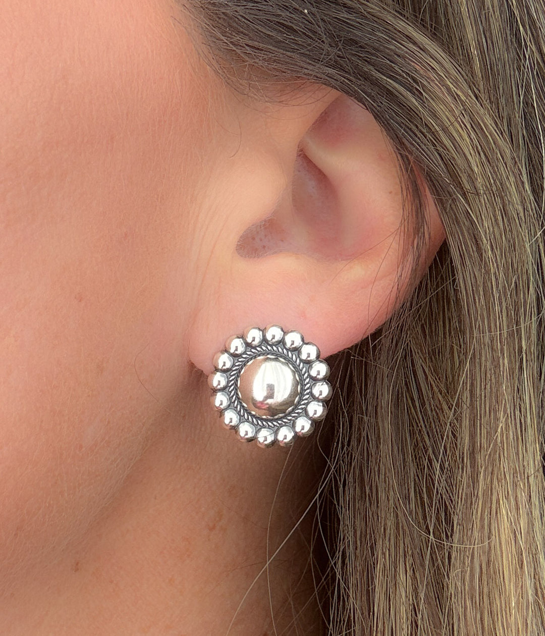 Silver Concho Earrings