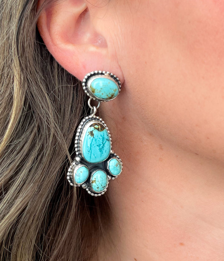 Oval Cluster Turquoise Earrings