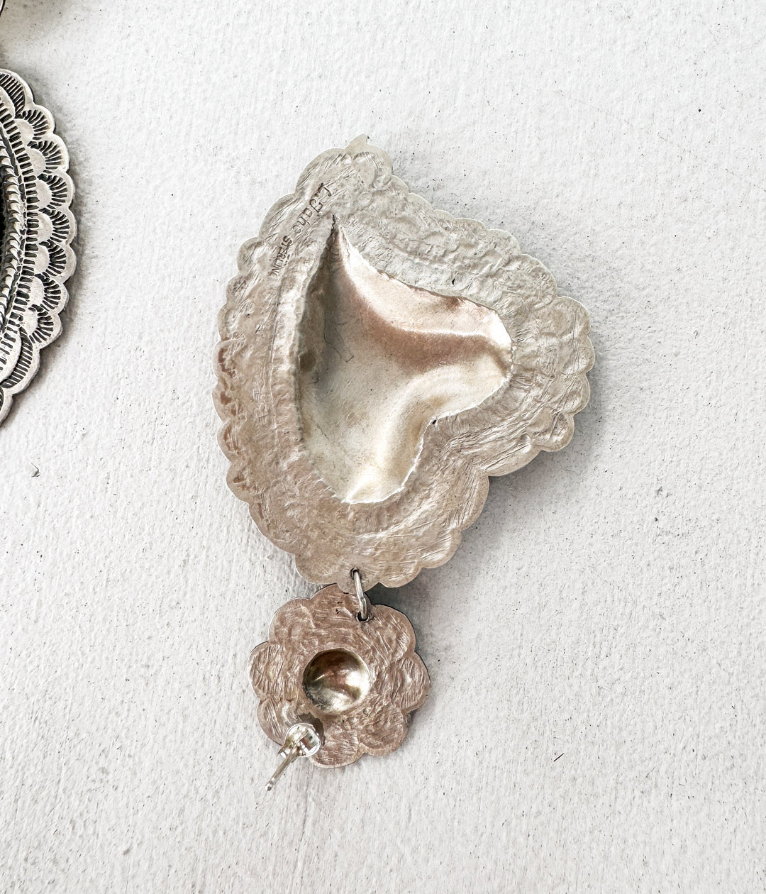 Navajo Large Silver Heart Earrings