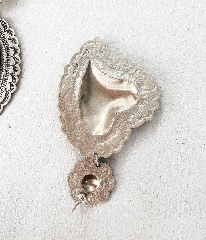 Navajo Large Silver Heart Earrings