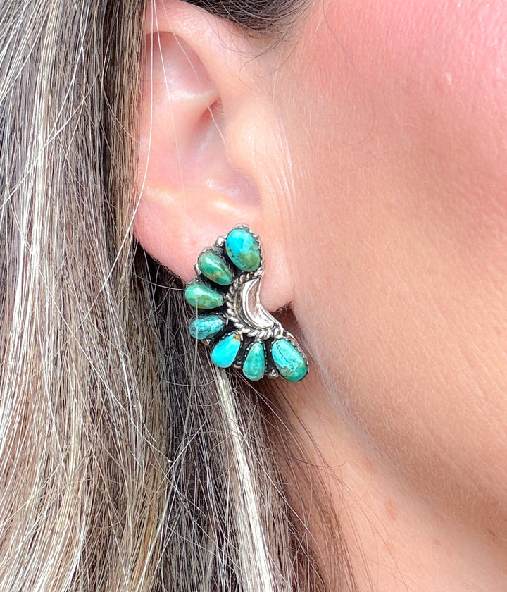 Half Cluster Blue Ridge Turquoise Earrings