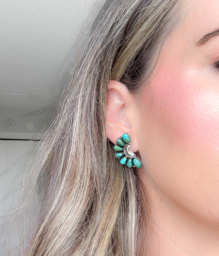 Half Cluster Blue Ridge Turquoise Earrings