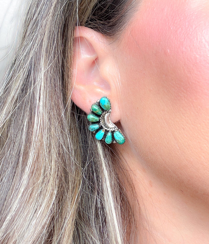 Half Cluster Blue Ridge Turquoise Earrings