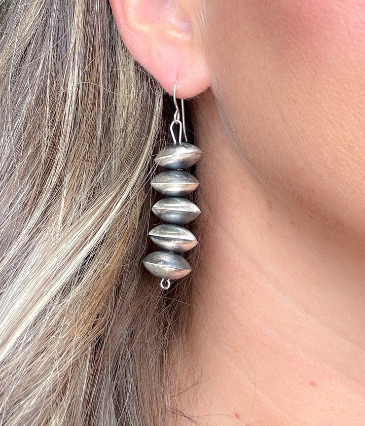Five Navajo Pearl Saucer Bead Earrings