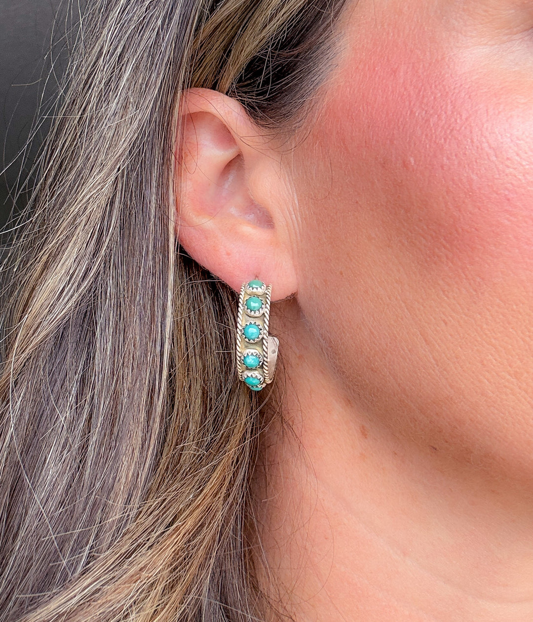 Kingman Turquoise Half Hoops