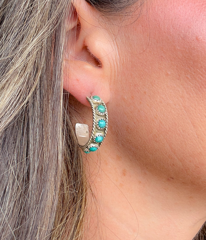 Kingman Turquoise Half Hoops