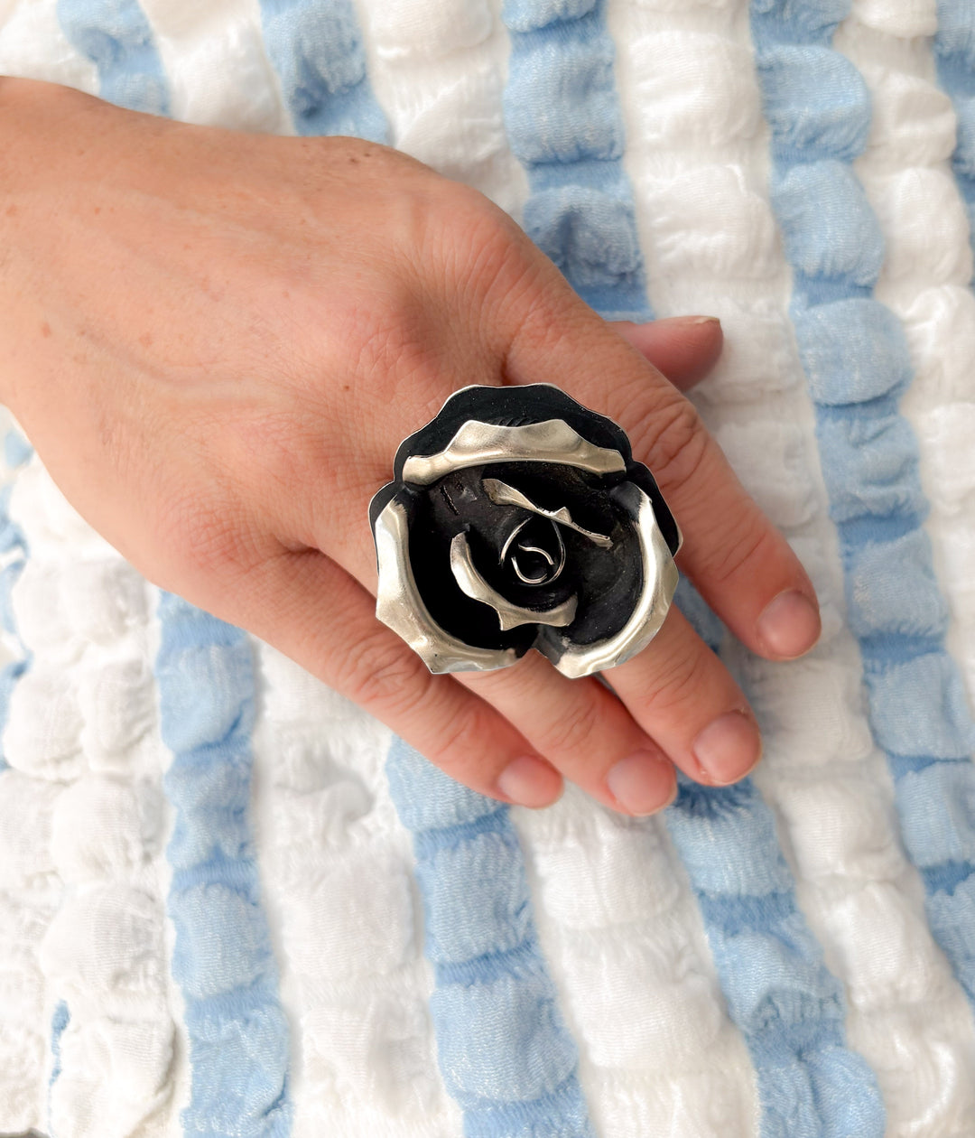 Large Navajo Rose Statement Ring - Adjustable