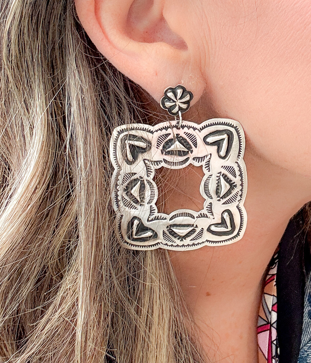 Open Square Concho Earrings