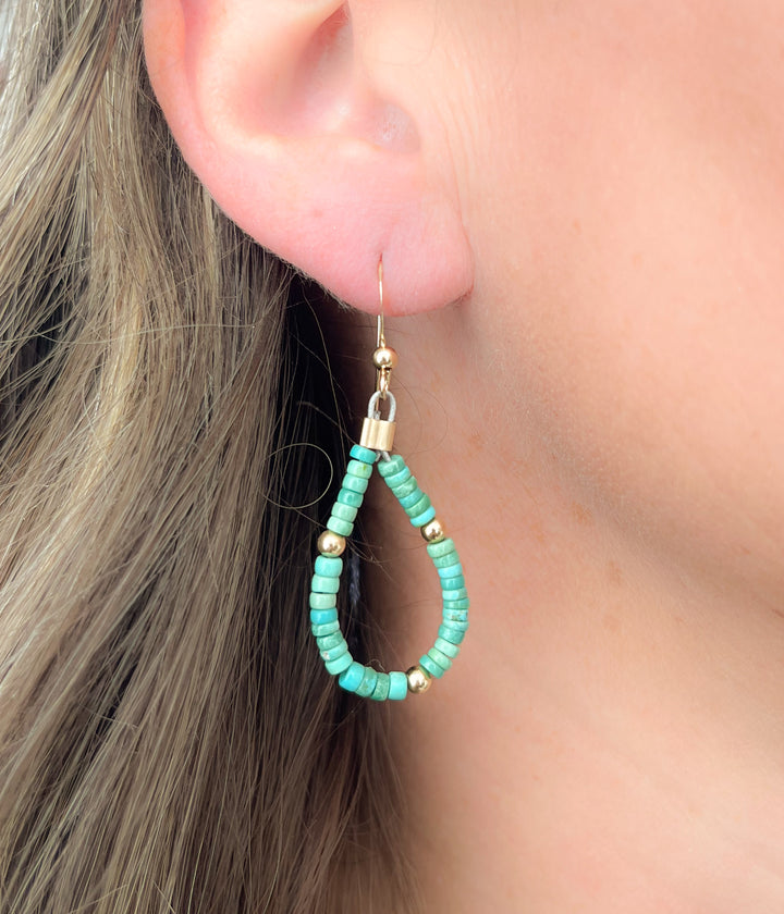 Gold and Kingman Teardrop Earrings