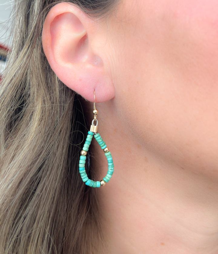 Gold and Kingman Teardrop Earrings