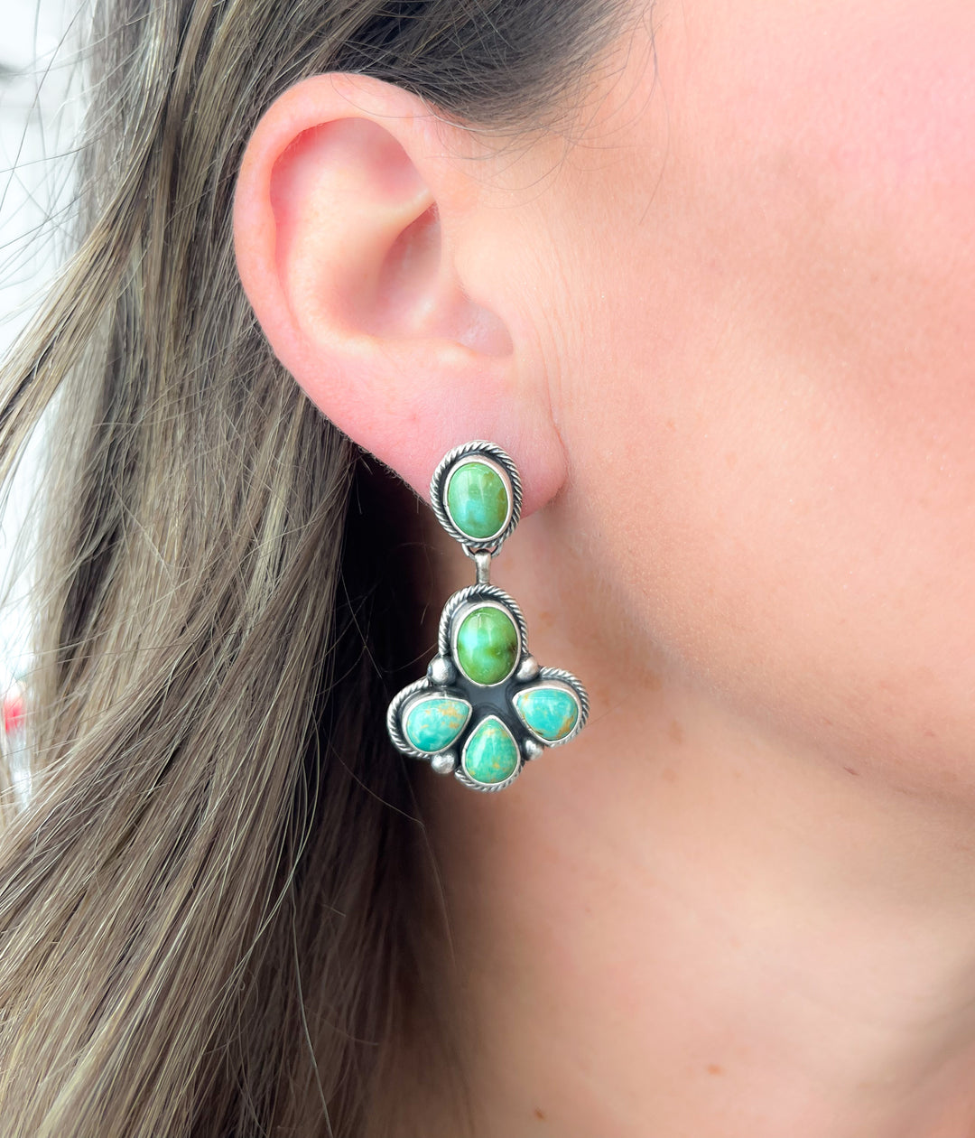 Green Cluster Earrings