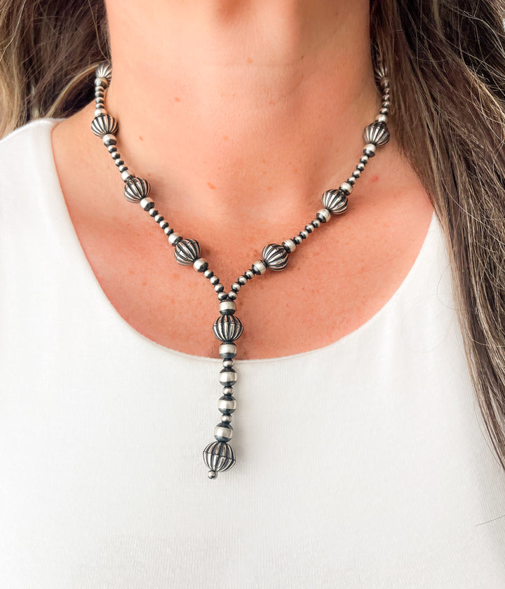 Navajo Pearl and Melon Bead Lariat Necklace