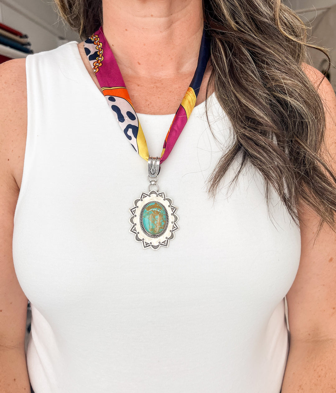 Roland Dixon Large Navajo Turquoise Pendant