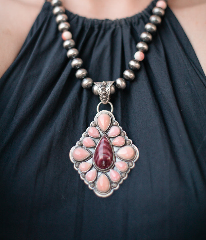 Pink Conch and Spiny Oyster Statement Necklace