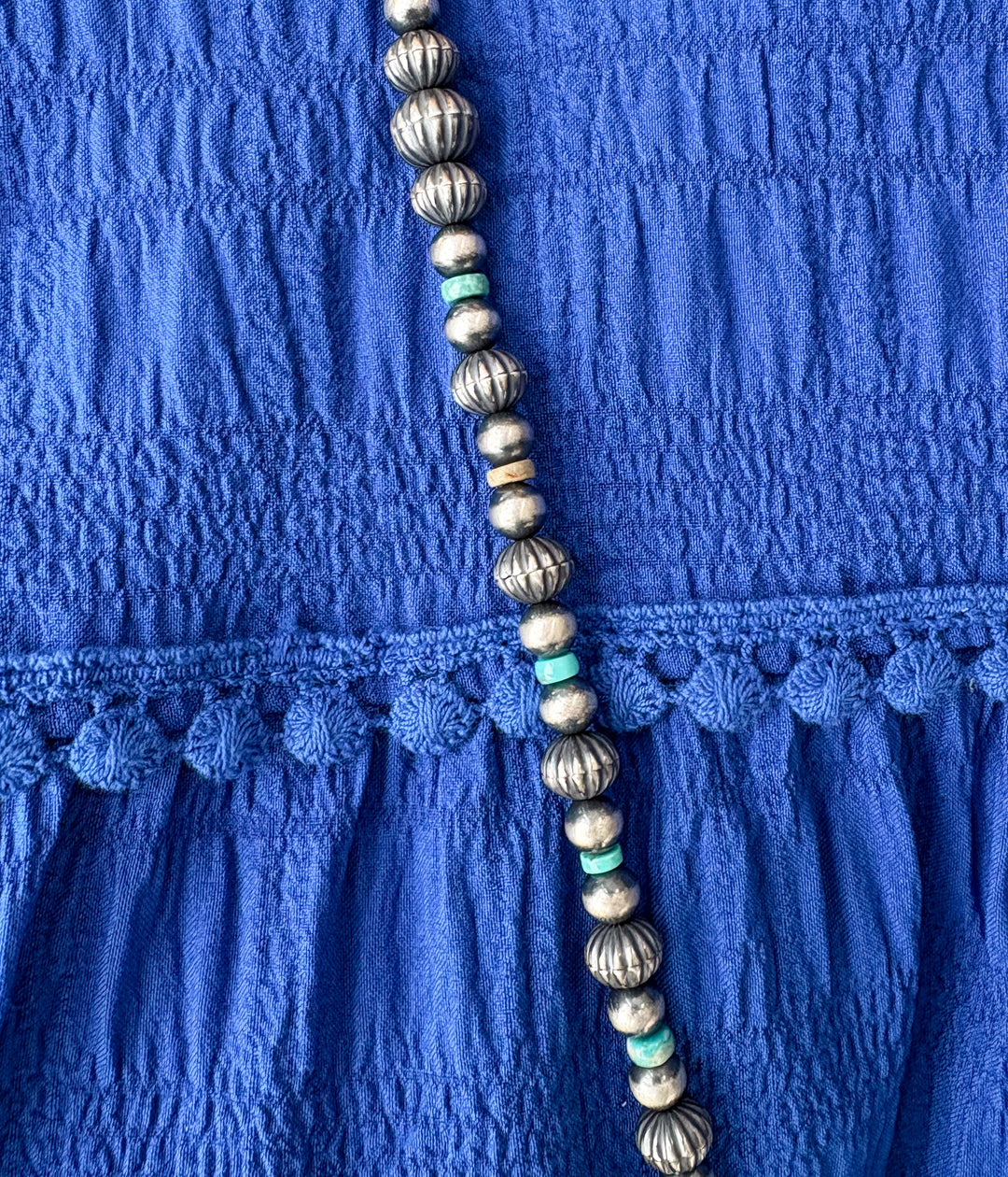 Statement Navajo Pearl and Authentic Turquoise Lariat Necklace