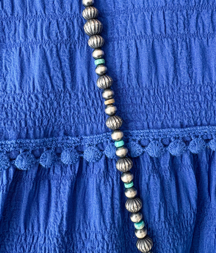 Statement Navajo Pearl and Authentic Turquoise Lariat Necklace