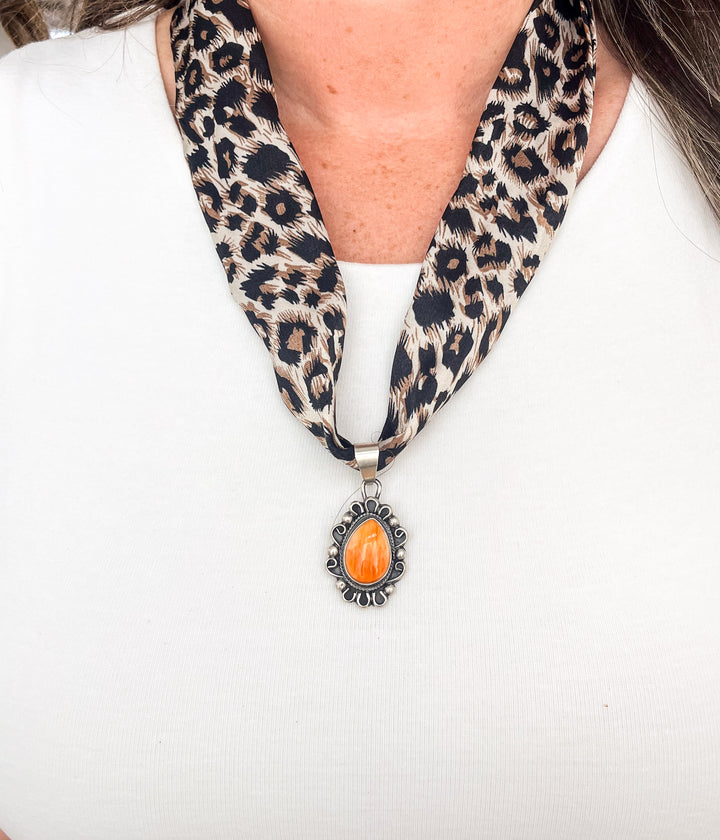 Jimmy Garcia Spiny Oyster Leopard Scarf Necklace