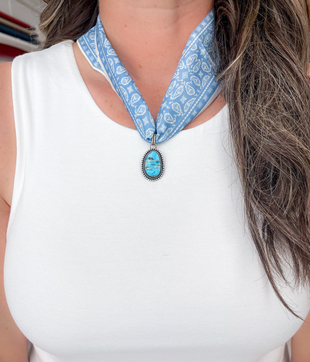 Eli Skeets Kingman Tuquoise Scarf Necklace