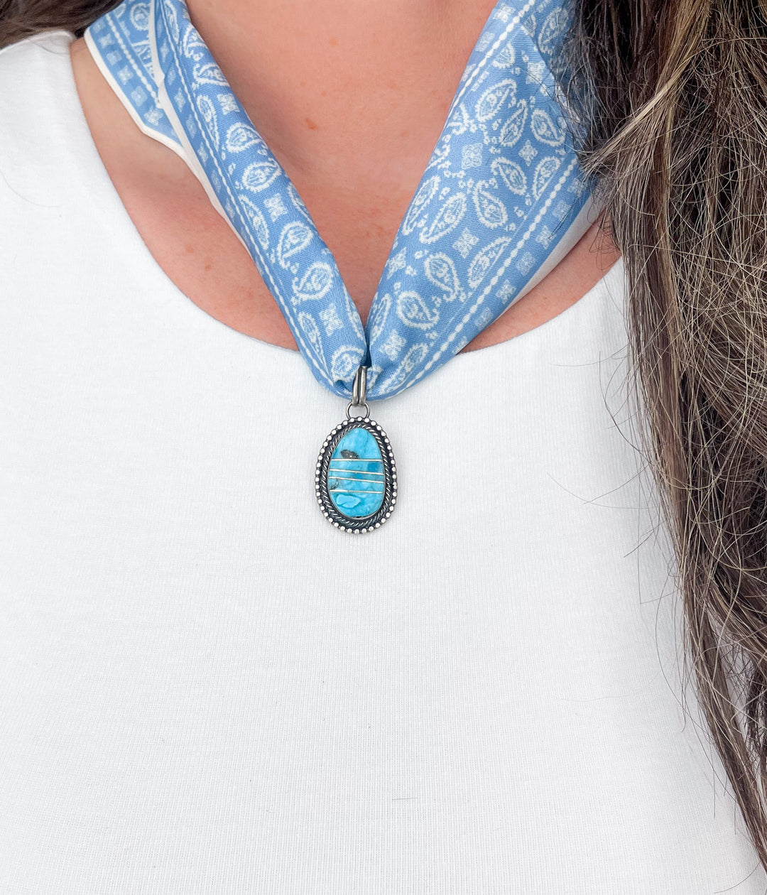 Eli Skeets Kingman Tuquoise Scarf Necklace