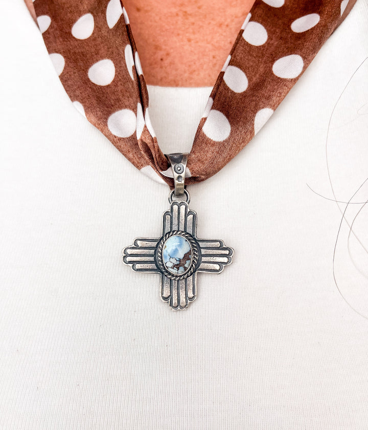 K. Bilah Golden Hills Cross Pendant Scarf Necklace