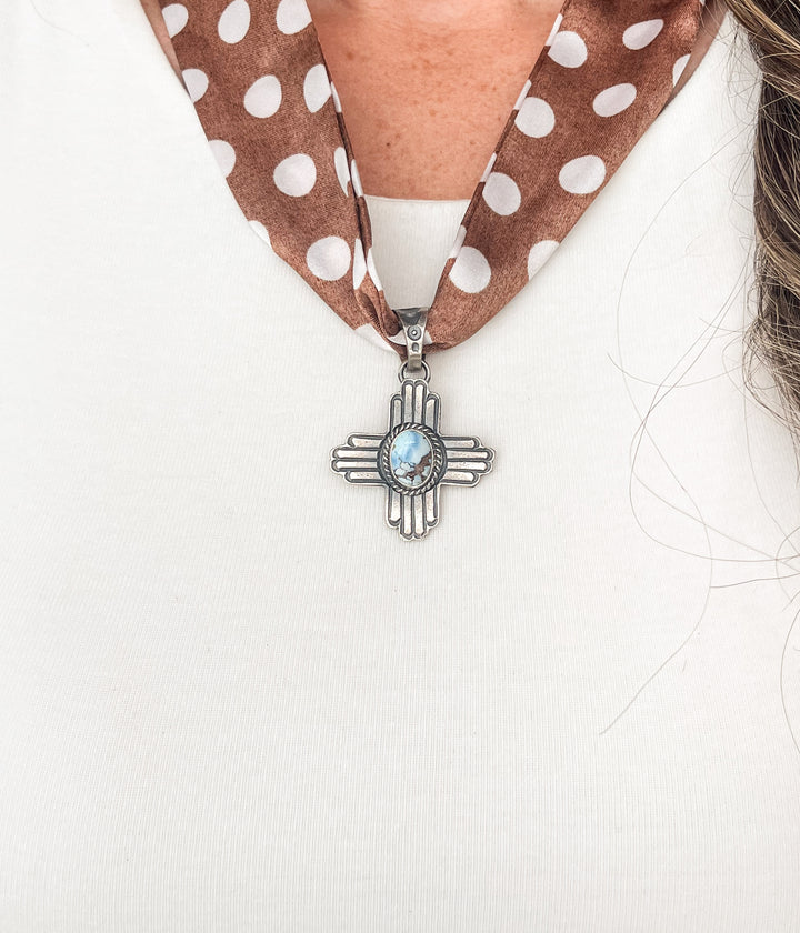 K. Bilah Golden Hills Cross Pendant Scarf Necklace