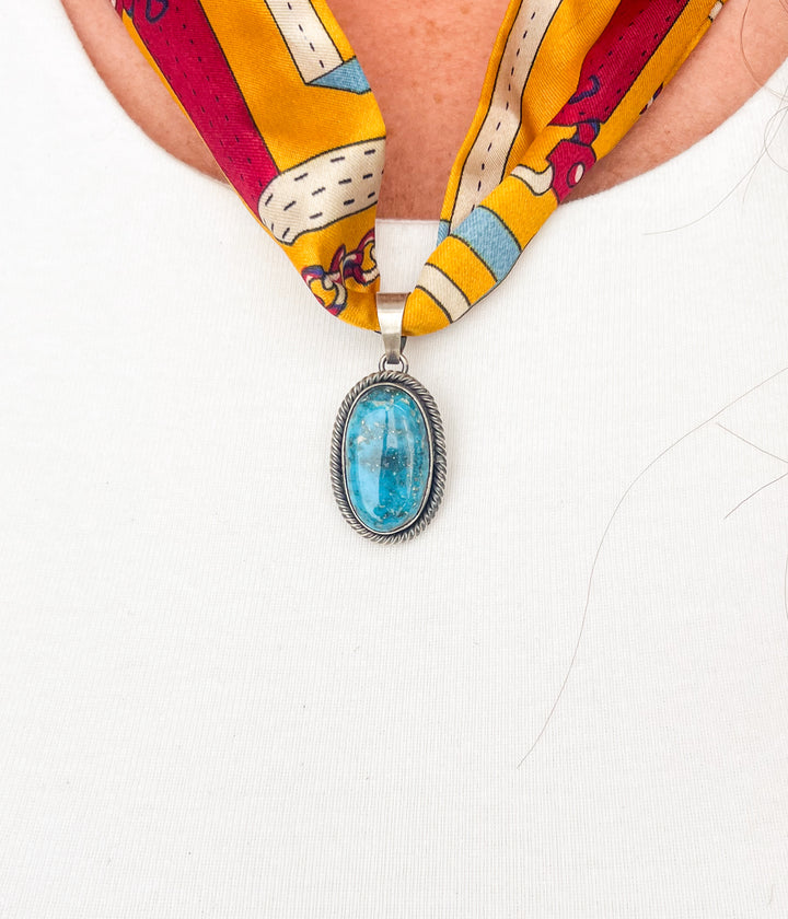 Deep Kingman Turquoise Scarf Necklace