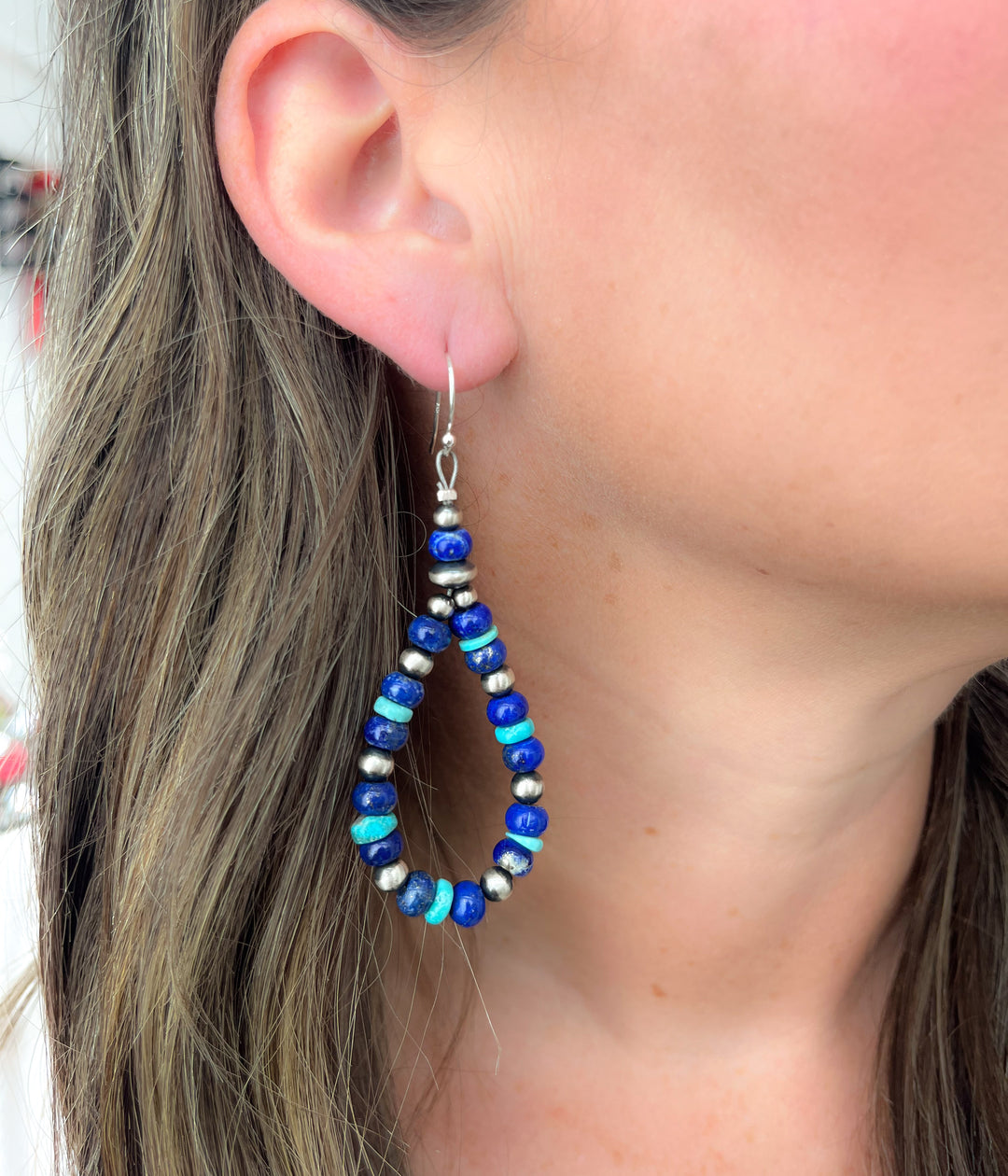 Lapis and Turquoise Teardrop Earrings