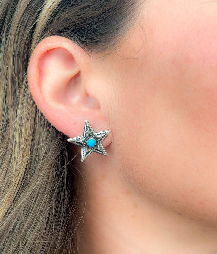 Star Concho Turquoise Earrings