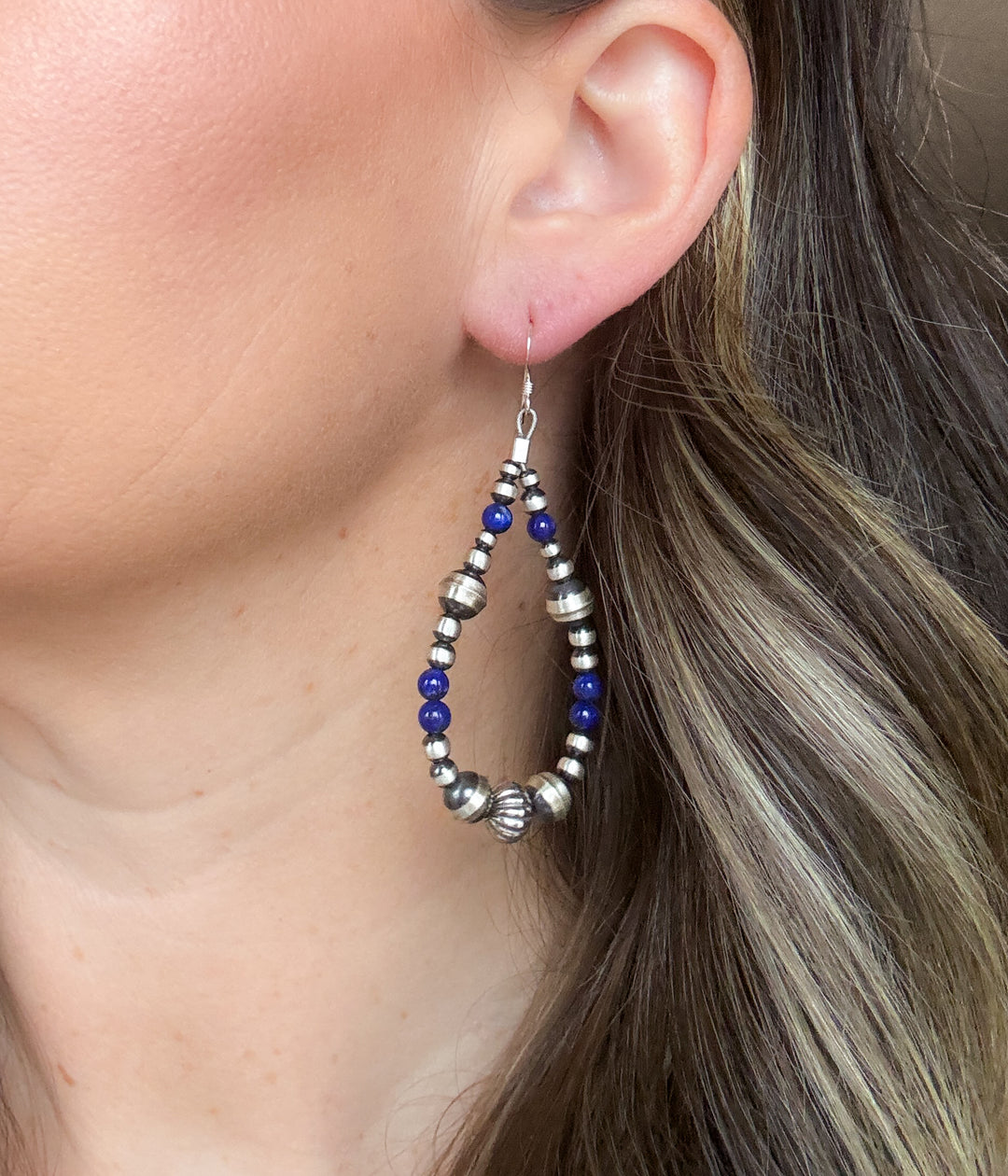 Silver and Lapis Teardrop Earrings