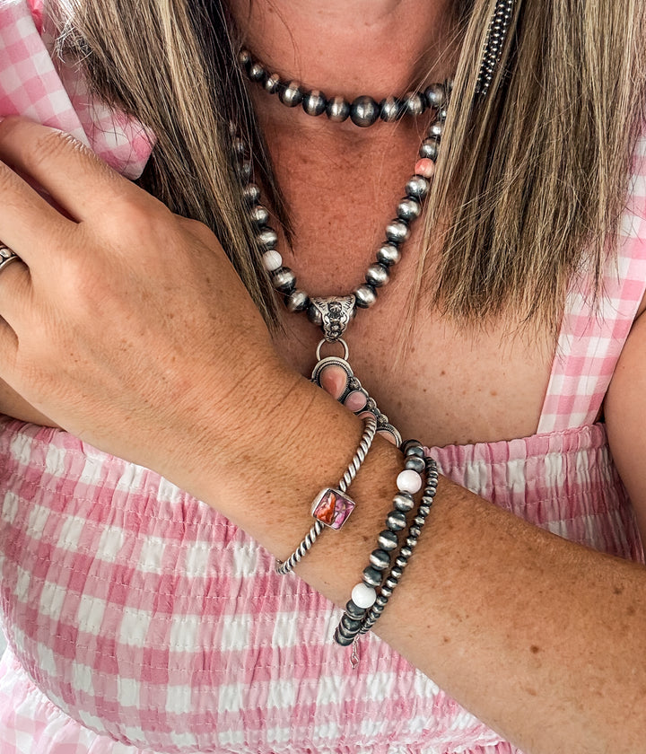 Pink Conch and Navajo Pearl Bracelet