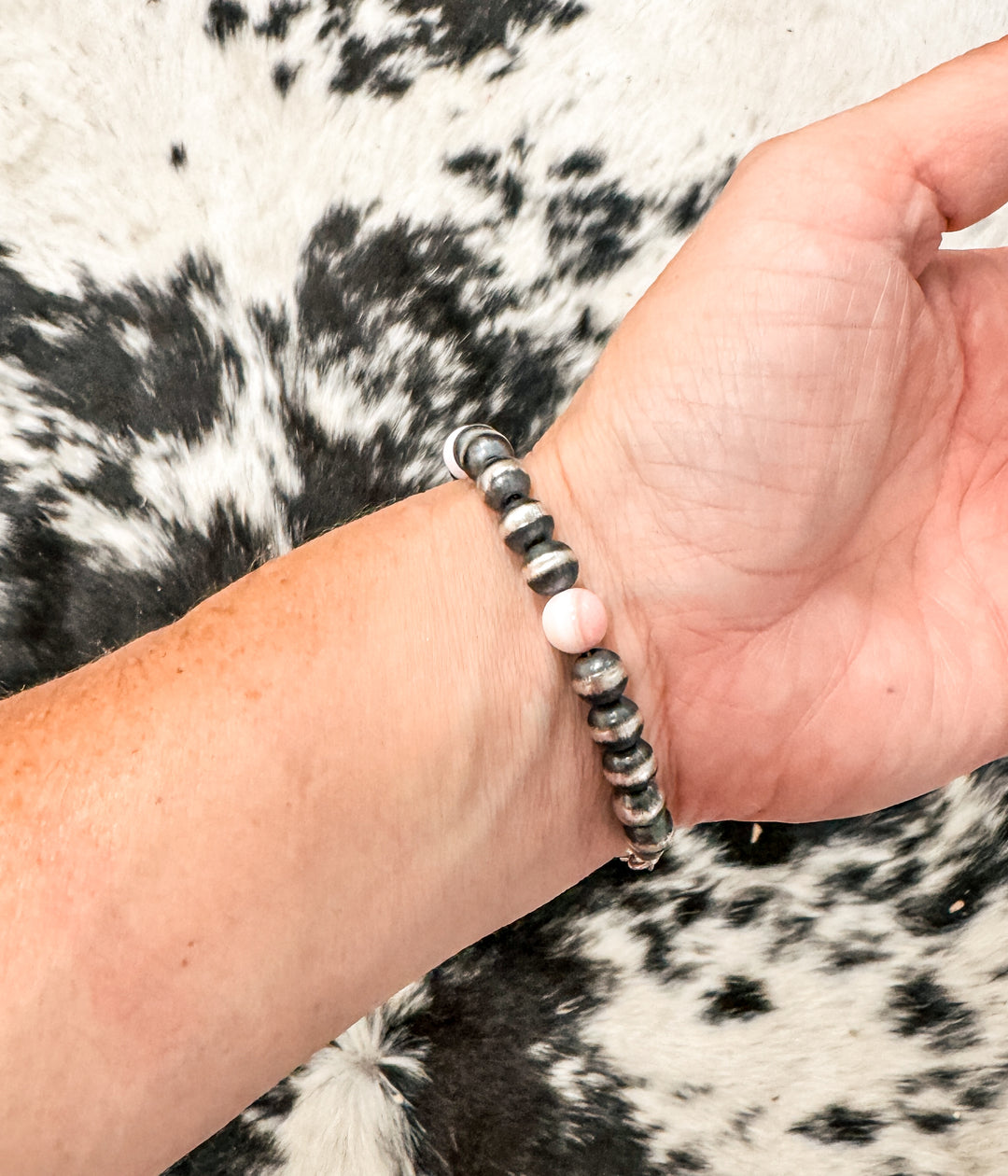 Pink Conch and Navajo Pearl Bracelet