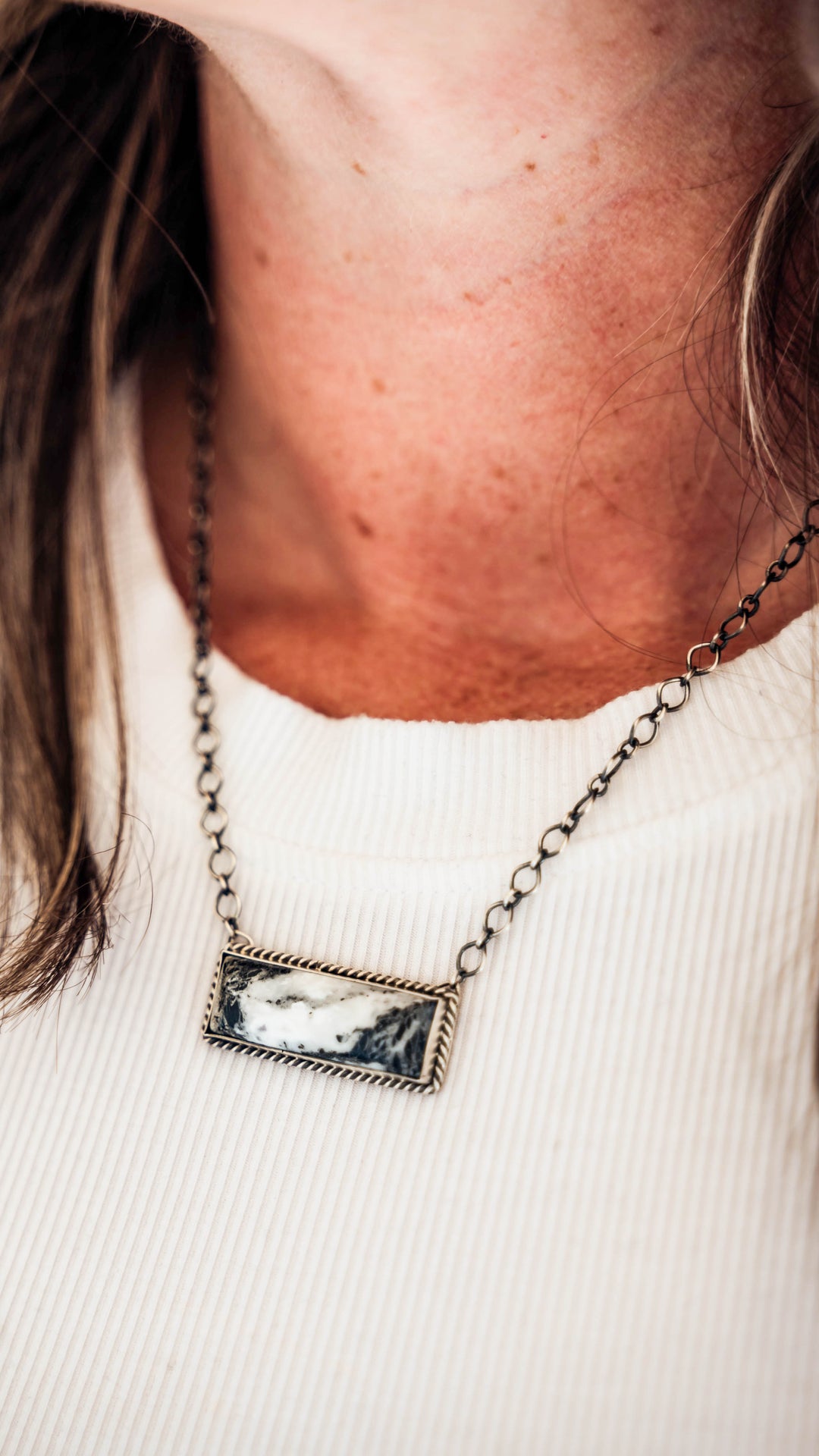 White Buffalo Bar Necklace