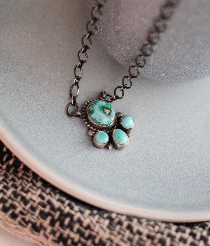 Four Piece Turquoise Cluster Necklace