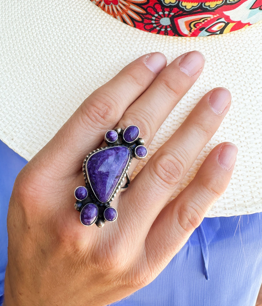 Lapis Cluster Ring