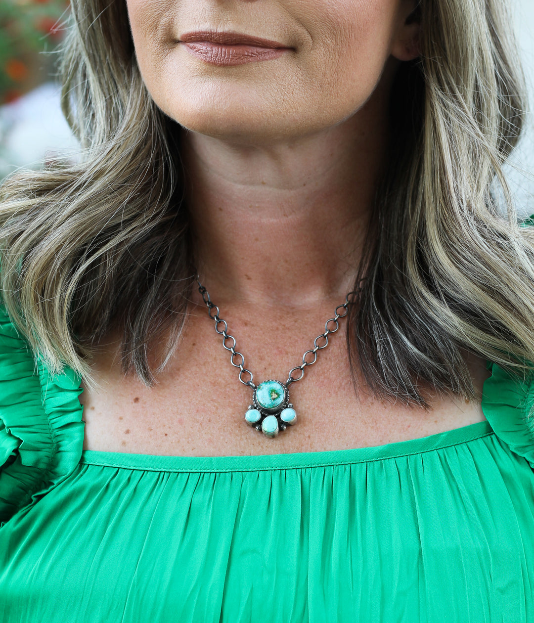 Four Piece Turquoise Cluster Necklace