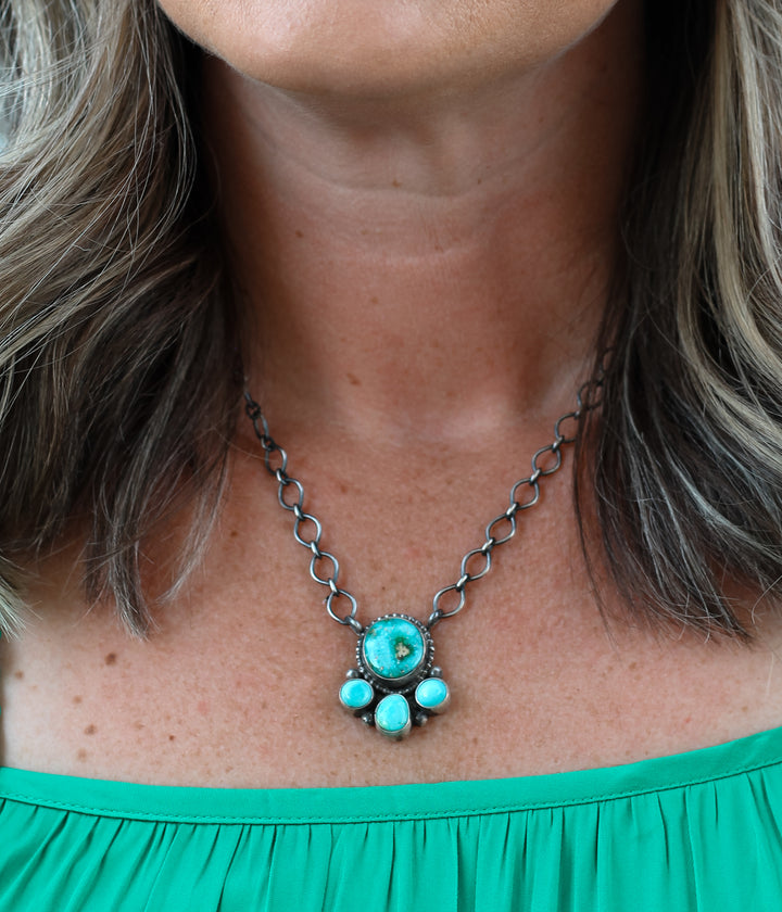 Four Piece Turquoise Cluster Necklace