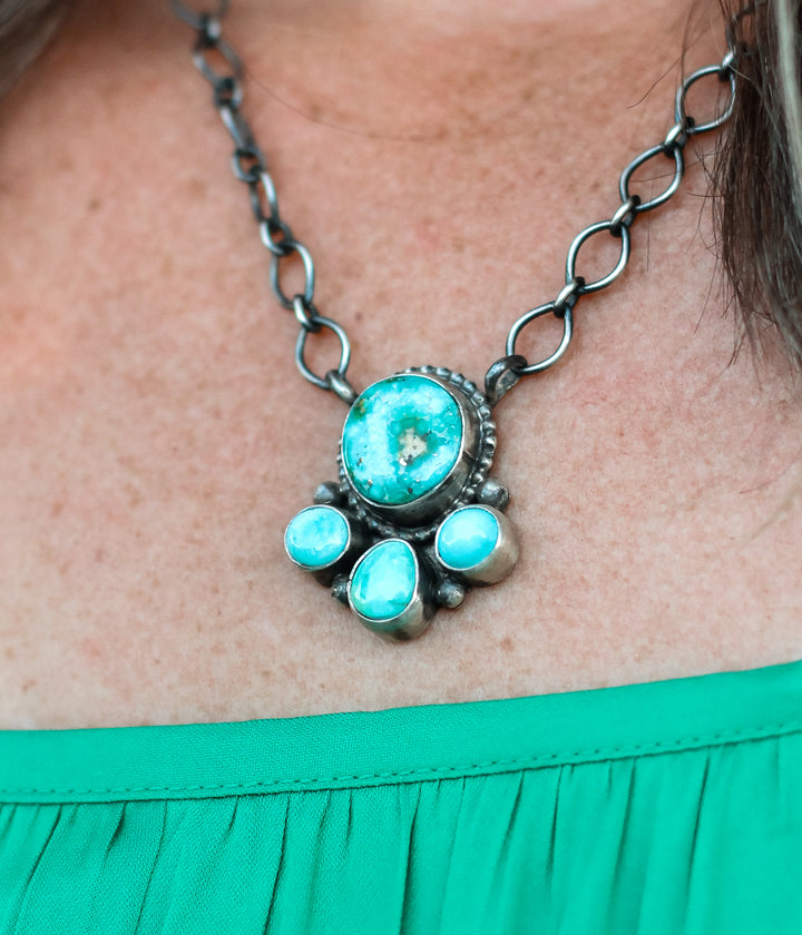 Four Piece Turquoise Cluster Necklace