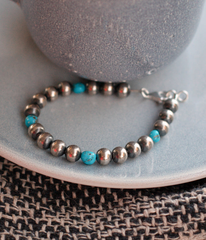 Navajo Pearl and Turquoise 8 mm Bracelet