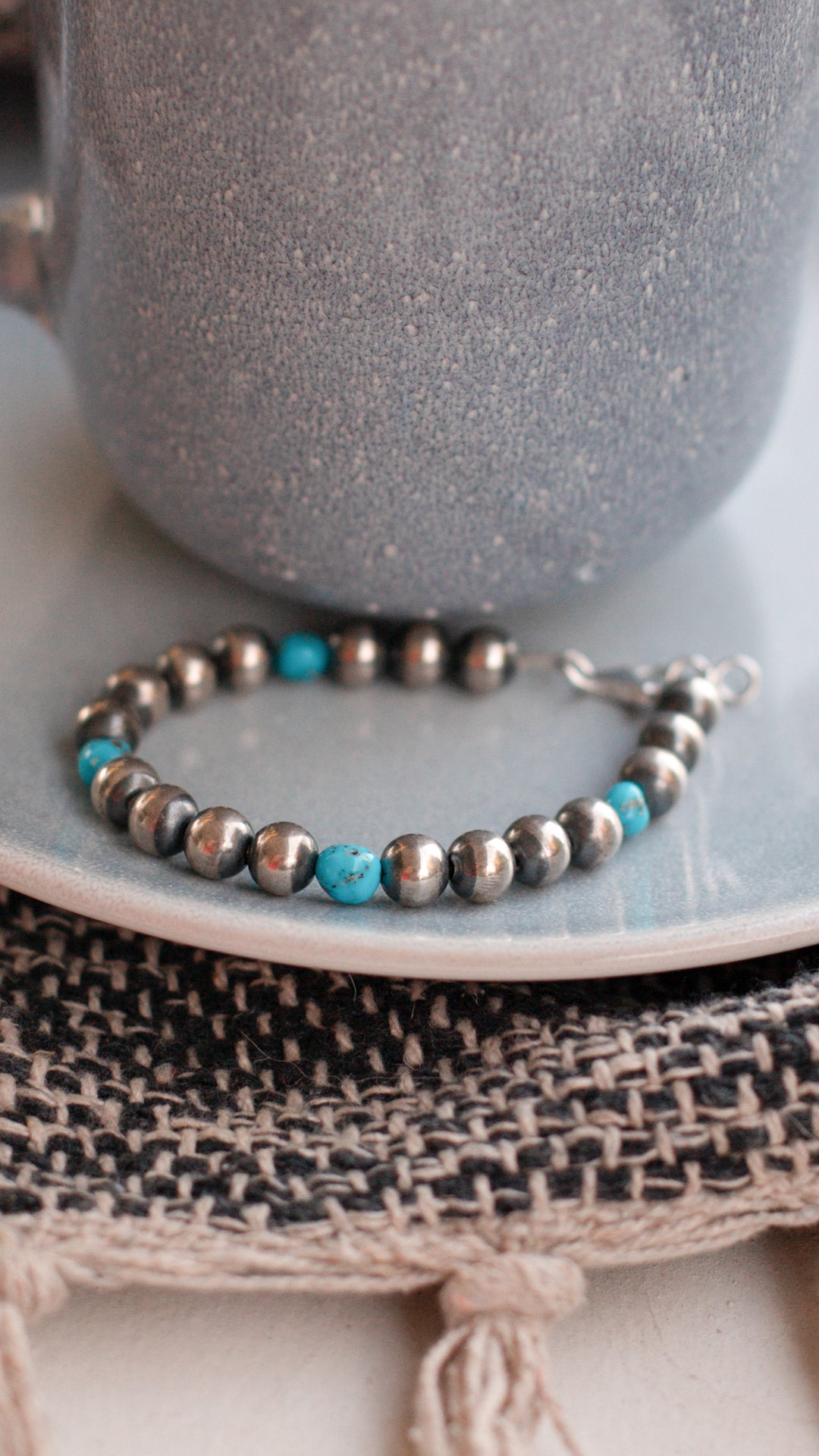 Navajo Pearl and Turquoise 8 mm Bracelet