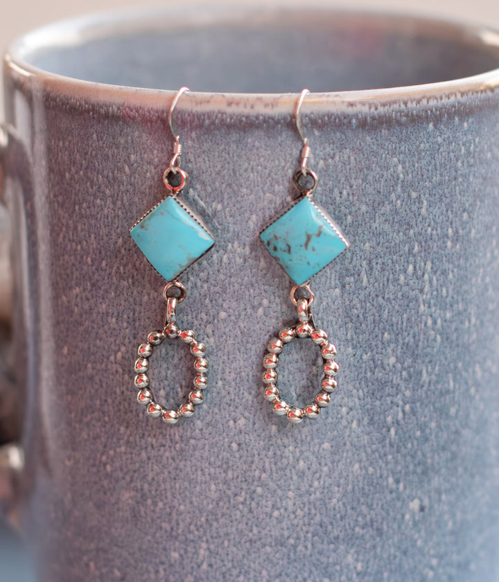 Diamond Shaped Turquoise Earrings