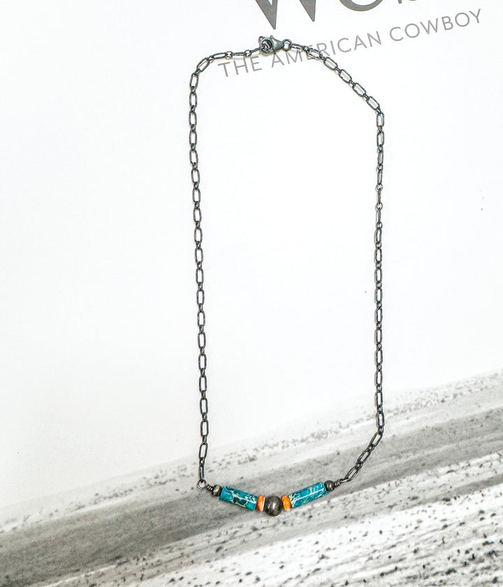 Spiny Oyster and Turquoise Chain Necklace