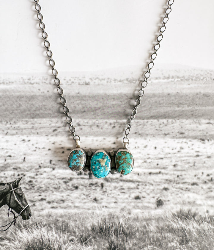 Three Stone Kingman Turquoise Necklace