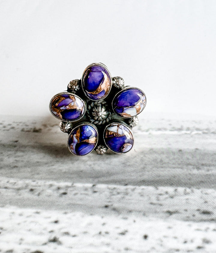 Violet Rose Adjustable Cluster Ring