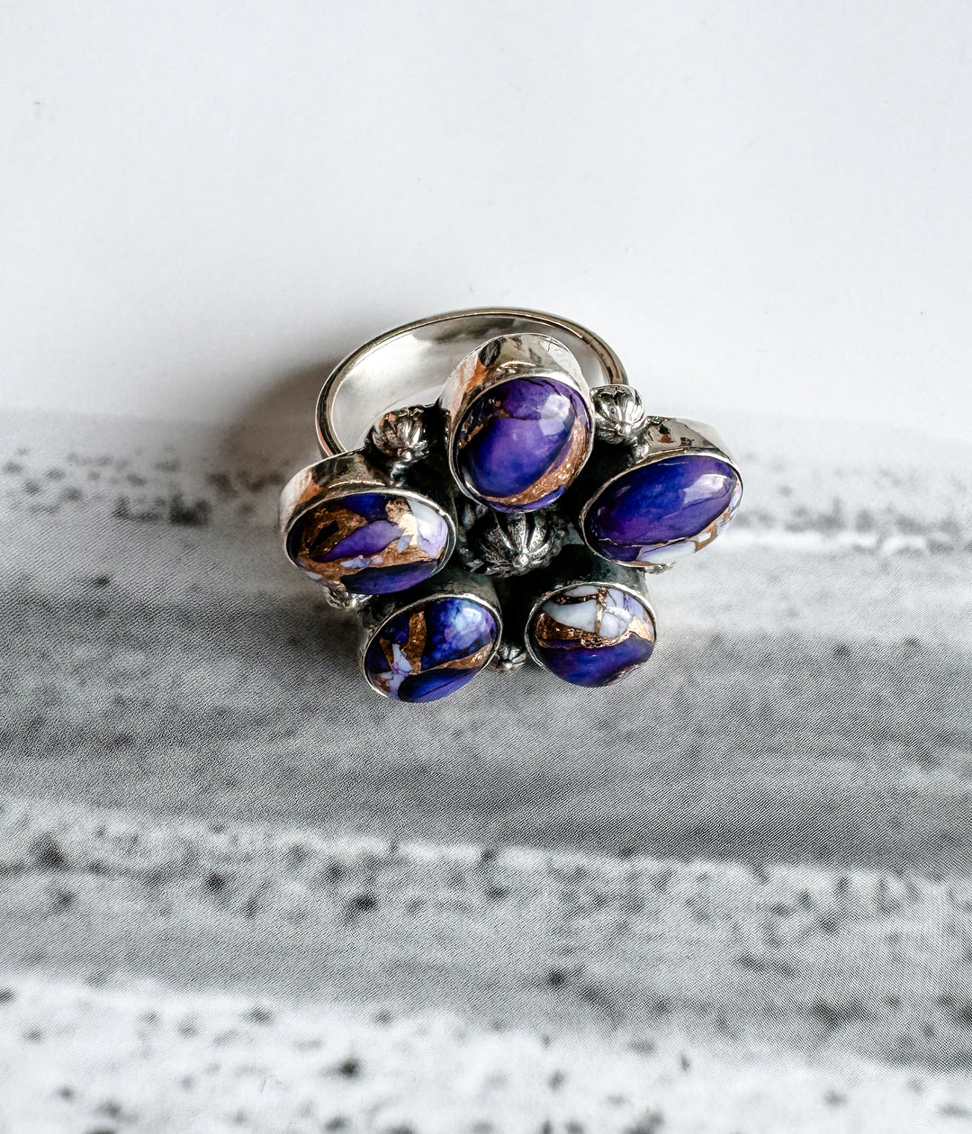 Violet Rose Adjustable Cluster Ring