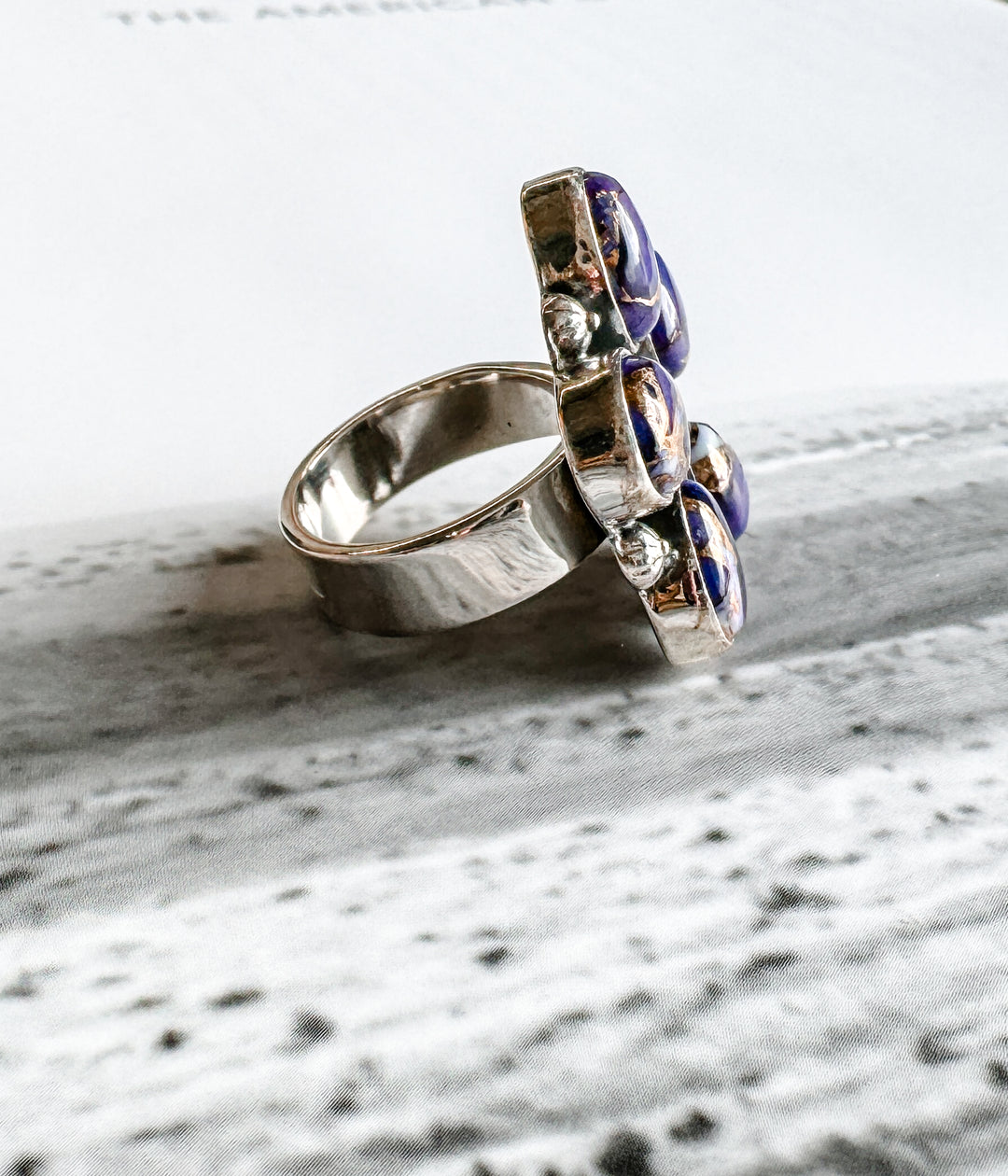 Violet Rose Adjustable Cluster Ring